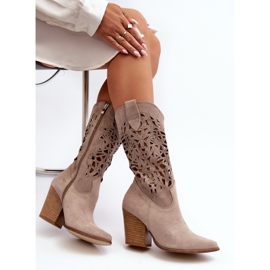 Zazoo 3414 Bottines Ajourées Femme Daim Cappucino beige 9