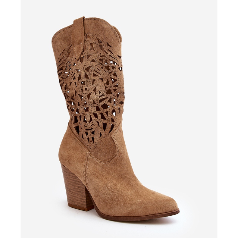 Zazoo 3414 Bottines Ajourées Femme, Daim, Beige 1