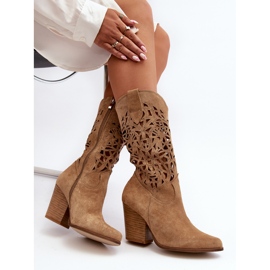 Zazoo 3414 Bottines Ajourées Femme, Daim, Beige 7