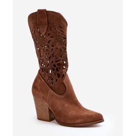 Zazoo Bottines ajourées 3414 pour femme, daim marron brun 3