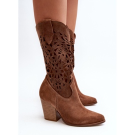 Zazoo Bottines ajourées 3414 pour femme, daim marron brun 9