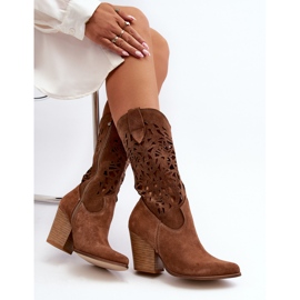 Zazoo Bottines ajourées 3414 pour femme, daim marron brun 10