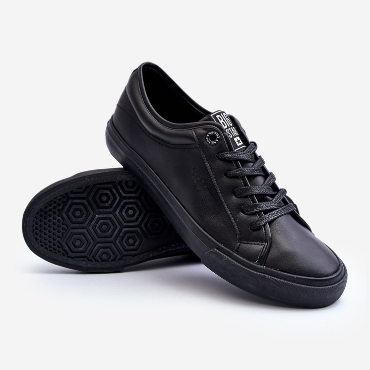Baskets en cuir écologique pour hommes noires Big Star JJ174234 2
