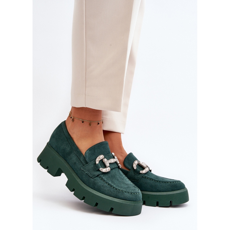 Mocassins pour femme avec décoration, vert Ellise 2 Mocassins pour femme avec décoration, vert Ellise 2