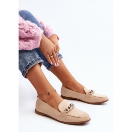 Mocassins Femme Avec Chaîne Beige Ambrise 2