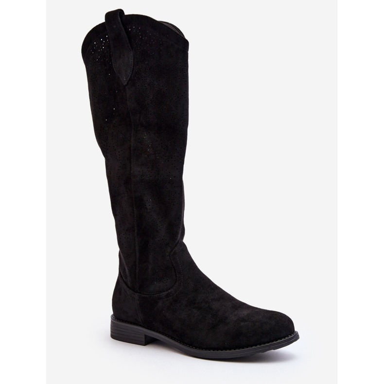 S.barski HY66-132 Bottes ajourées pour femme, noir le noir 2