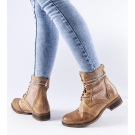 Bottines plates ajourées marron de Reeves brun 2