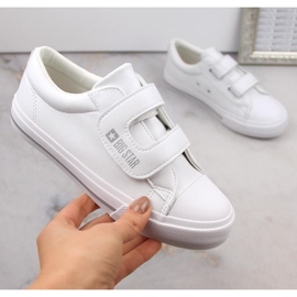 Baskets pour enfants en cuir écologique avec velcro, blanc Big Star LL374071 blanche 2