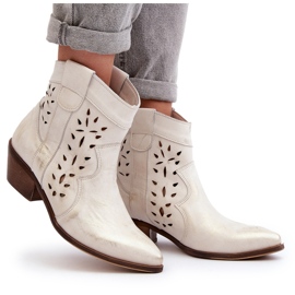 Zazoo Bottines à Petits Talons Ajourées en Cuir 2870 Argenté 10