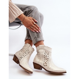Zazoo Bottines à Petits Talons Ajourées en Cuir 2870 Argenté 3
