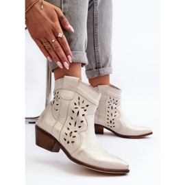 Zazoo Bottines à Petits Talons Ajourées en Cuir 2870 Argenté 4