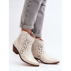 Zazoo Bottines à Petits Talons Ajourées en Cuir 2870 Argenté 5