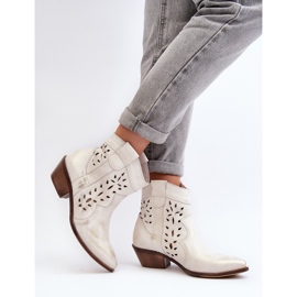 Zazoo Bottines à Petits Talons Ajourées en Cuir 2870 Argenté 6