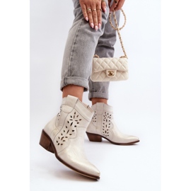 Zazoo Bottines à Petits Talons Ajourées en Cuir 2870 Argenté 7