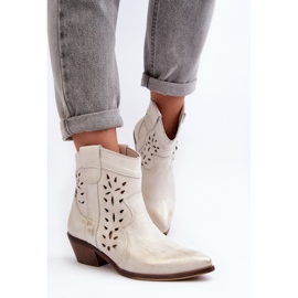 Zazoo Bottines à Petits Talons Ajourées en Cuir 2870 Argenté 8
