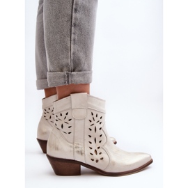 Zazoo Bottines à Petits Talons Ajourées en Cuir 2870 Argenté 9