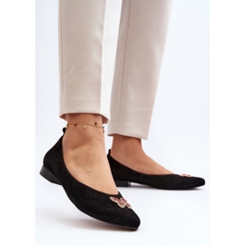 Zazoo 2887 Ballerines en daim avec papillon décoratif, noir le noir 3