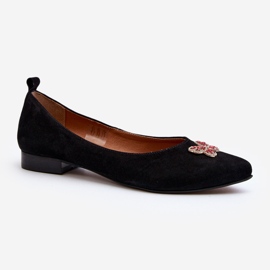 Zazoo 2887 Ballerines en daim avec papillon décoratif, noir le noir 1