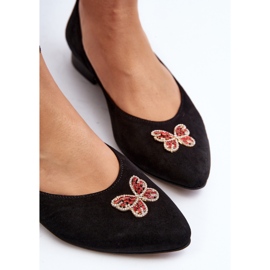 Zazoo 2887 Ballerines en daim avec papillon décoratif, noir le noir 5