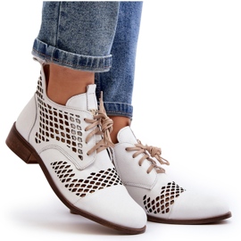 Zazoo 2704 Bottes Ajourées En Cuir, Blanc blanche 9