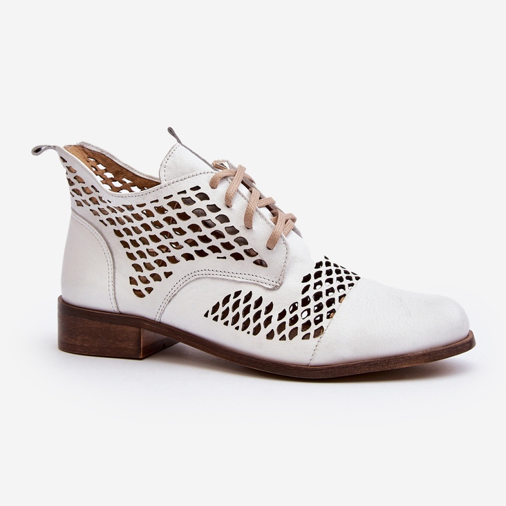 Zazoo 2704 Bottes Ajourées En Cuir, Blanc blanche 1