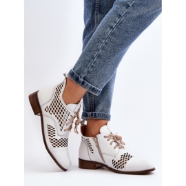 Zazoo 2704 Bottes Ajourées En Cuir, Blanc blanche 3