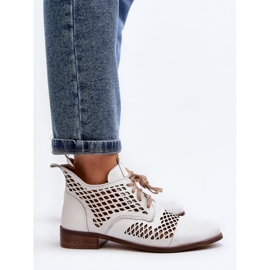 Zazoo 2704 Bottes Ajourées En Cuir, Blanc blanche 6