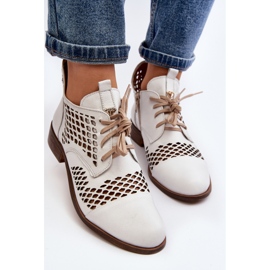 Zazoo 2704 Bottes Ajourées En Cuir, Blanc blanche 7