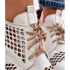 Zazoo 2704 Bottes Ajourées En Cuir, Blanc blanche 8