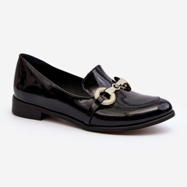 Zazoo 2880 Mocassins Femme En Cuir Verni Avec Décoration, Noir 1