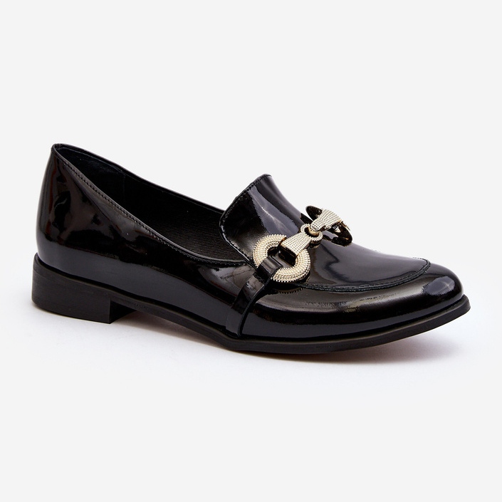 Zazoo 2880 Mocassins Femme En Cuir Verni Avec Décoration, Noir 1