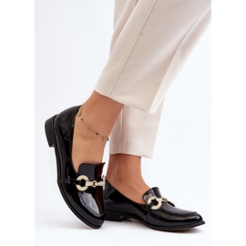 Zazoo 2880 Mocassins Femme En Cuir Verni Avec Décoration, Noir 2