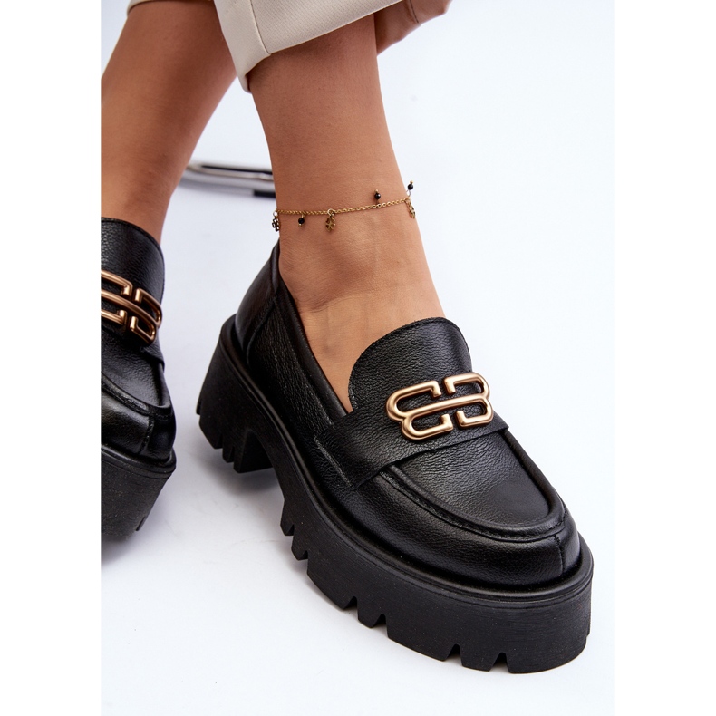 Zazoo 20164 Mocassins pour Femme en Cuir Naturel, Noir 1