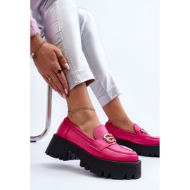 Zazoo 20164 Mocassins Femme En Cuir Naturel Fuchsia rose 1