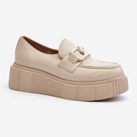 Zazoo 20101 Chaussures à plateforme en cuir à la mode, beige clair 1