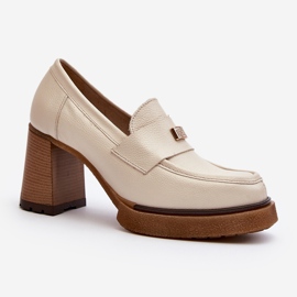 Zazoo 20169 chaussures à talons hauts en cuir beige 1