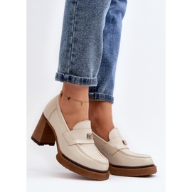 Zazoo 20169 chaussures à talons hauts en cuir beige 2