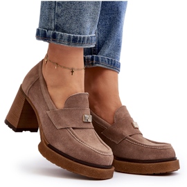 Zazoo 20169 Chaussures à Talons Hauts en Daim, Beige Foncé 8