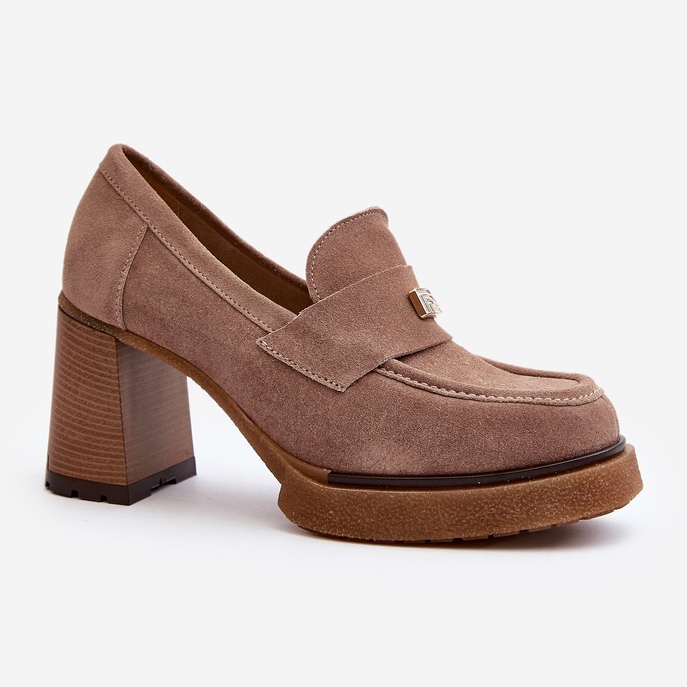 Zazoo 20169 Chaussures à Talons Hauts en Daim, Beige Foncé 1