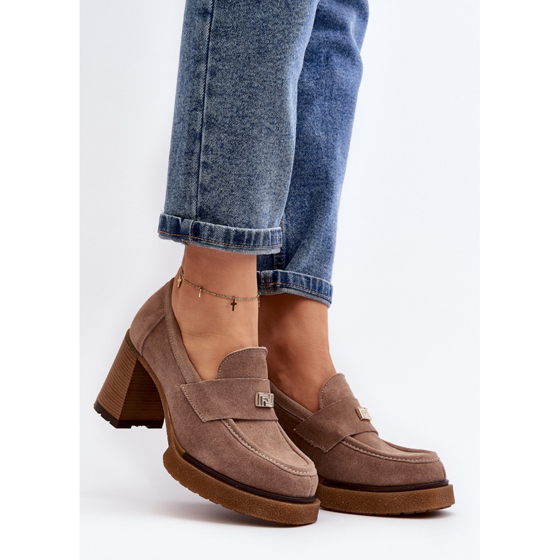 Zazoo 20169 Chaussures à Talons Hauts en Daim, Beige Foncé 2