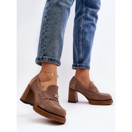 Zazoo 20169 Chaussures à Talons Hauts en Daim, Beige Foncé 4
