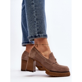 Zazoo 20169 Chaussures à Talons Hauts en Daim, Beige Foncé 5