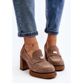 Zazoo 20169 Chaussures à Talons Hauts en Daim, Beige Foncé 6