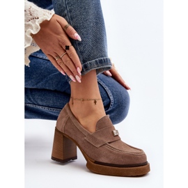 Zazoo 20169 Chaussures à Talons Hauts en Daim, Beige Foncé 7
