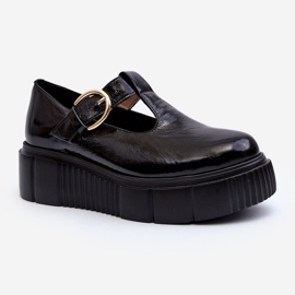 Zazoo 20102 Chaussures en cuir verni à la mode sur une plateforme massive, noir 1