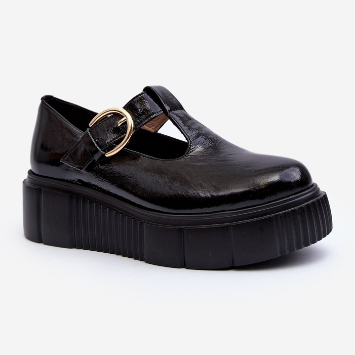 Zazoo 20102 Chaussures en cuir verni à la mode sur une plateforme massive, noir le noir 1