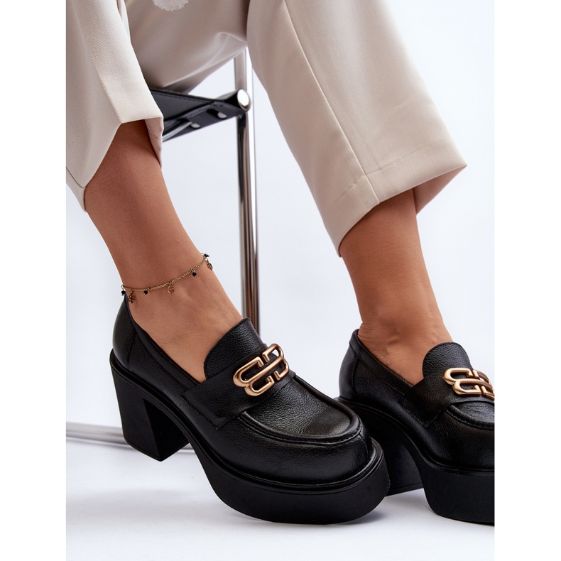 Zazoo 20170 Chaussures en cuir à talon haut pour femme, noir 1