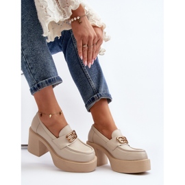 Zazoo 20170 Chaussures En Cuir Pour Femmes Sur Talon Haut Beige Clair 1