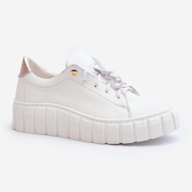 Zazoo 2919 Chaussures en cuir à semelle épaisse pour femme, blanc blanche 1