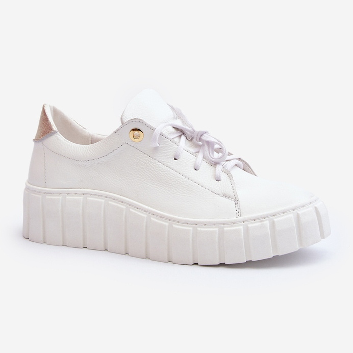 Zazoo 2919 Chaussures en cuir à semelle épaisse pour femme, blanc 1